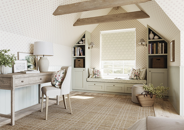 Trellis Prints, Vine and Bloom Romsey Bud Green - Roller Blind - Image 7